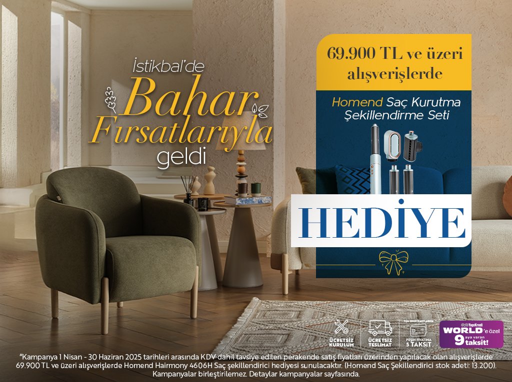 İstikbal'den Belirli Tutarda Alışverişlerde Homend Saç Şekillendirici Hediye